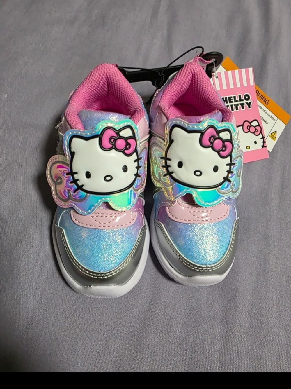 Hello Kitty Kids Pink & Blue Iridescent Light-Up Sneakers